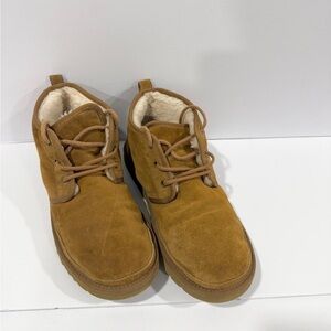 UGG Neumel Boots Mens 12 Chestnut Suede Shearling Lined Lace Up Chukka